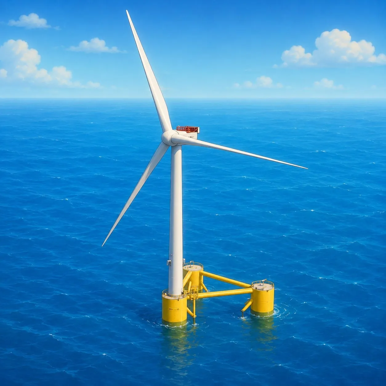 Floating offshore wind turbine on a semi-submersible foundation
